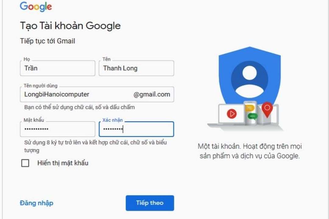 Cách tạo Gmail qua máy tính bằng những bước nêu trên